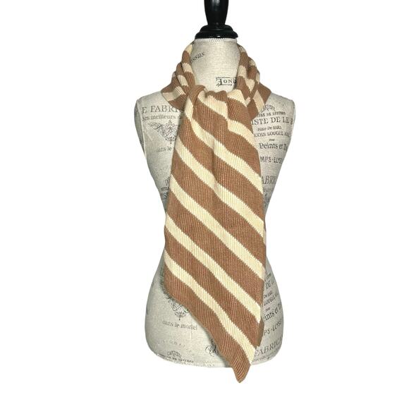 Lauren Ralph Lauren | Women | Neutral Rabbit Hair Wool Blend Stripe Scarf | OS - Picture 1 of 9